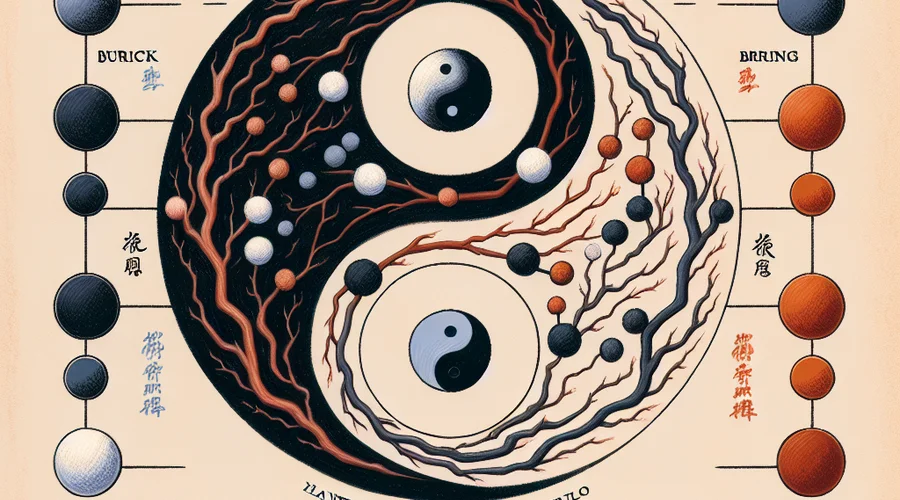 Conceptual diagram of Heavenly Stems and Earthly Branches in yin yang saju.